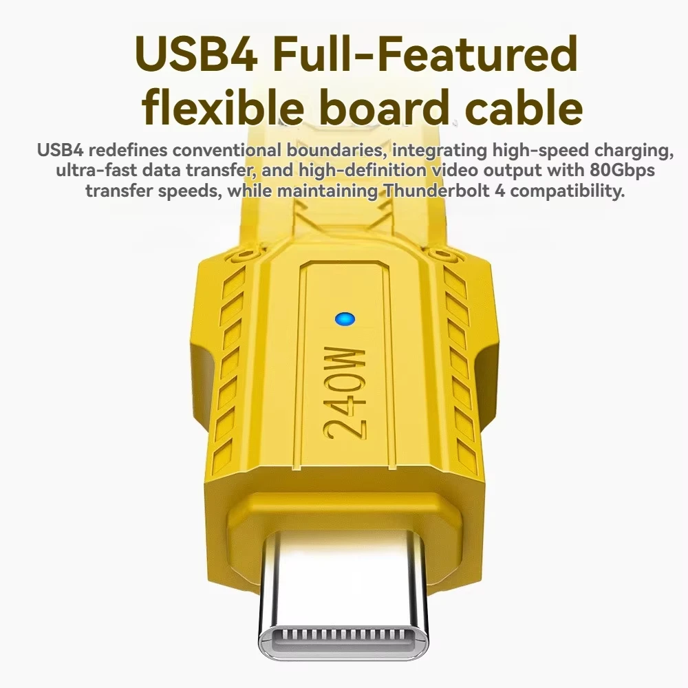 USB 4 Cable Portable Keychain 0.4ft 240W Charging USB C Cable 80Gbps Data Transfer 8K 60Hz Video Display for iPhone Mac Min iPad