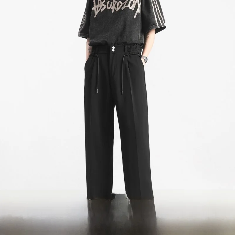 

Широкие брюки из ледяного шелка свободного кроя для мужчин и женщин, летние тонкие прямые спортивные брюки-трубы, универсальные повседневные брюки с эффектом драпировки