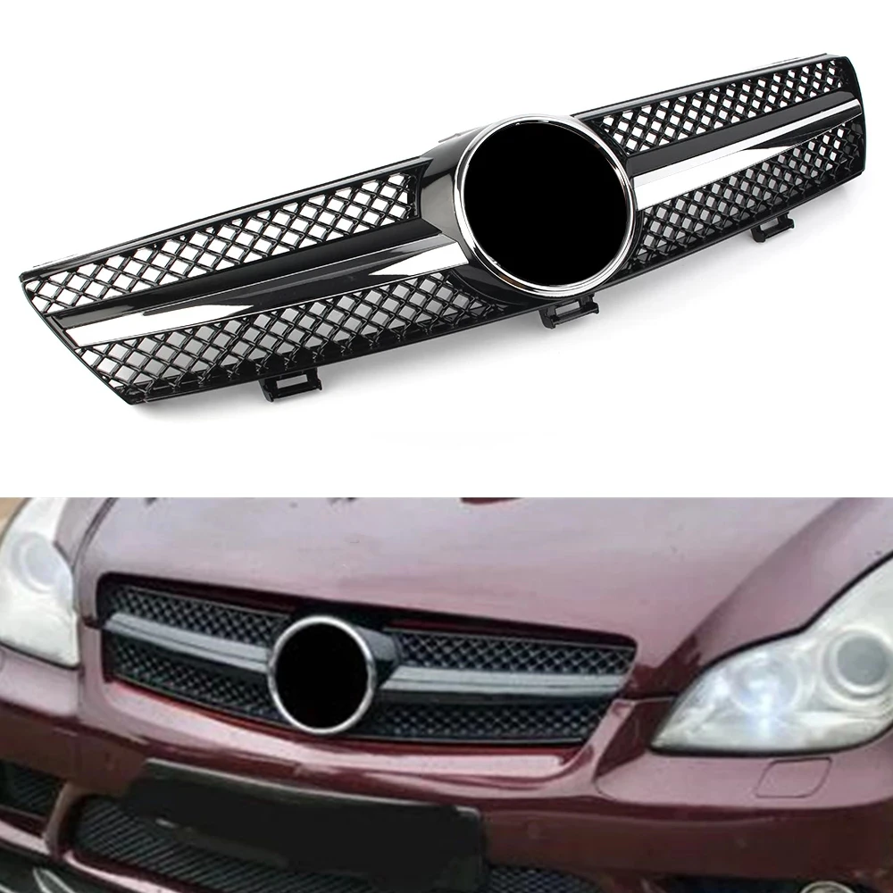 Car Front Bumper Grilles Racing Grill Slat Replacement Grille for Mercedes-Benz W219 CLS500 SLS600 2005 2006 2007