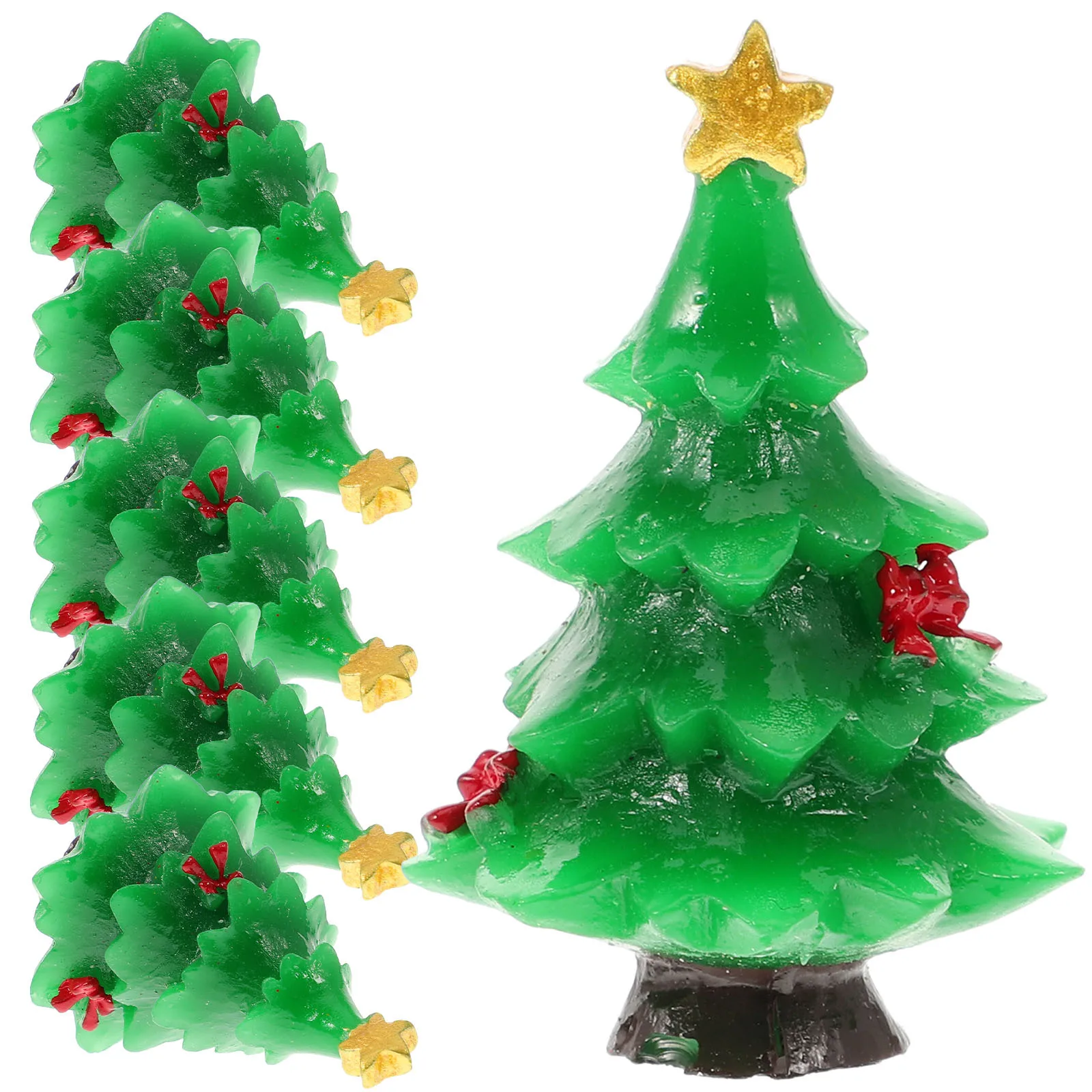 

30 PCS Christmas Ornaments Balls Miniature Resin Trees for Crafts Felt Decoration Artificial