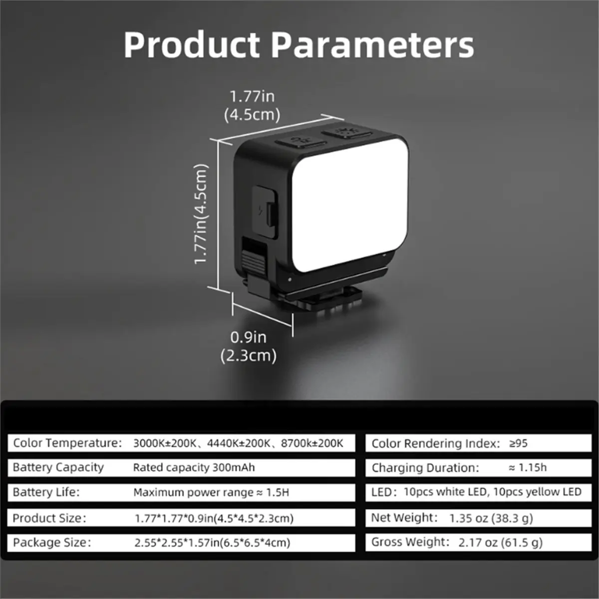 DT75BG Magnetic Quick Release Fill Light for Action 6 VLOG ,Waterproof IPX4 with 3-Color Temperature Dimming