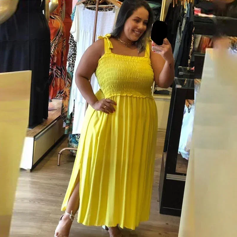 

GUWU плюс размер летнее женское модное длинное платье макси на бретельках с бантом вечерние пляжные повседневные свободные платья Vestidos