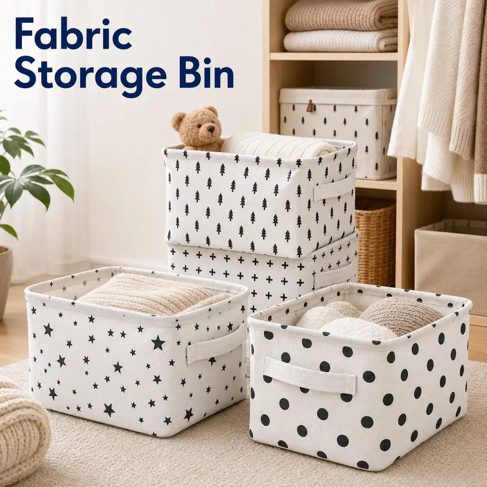Space‑Saving Foldable Fabric Wardrobe Organizer with Handles, Collapsible Household Container for Clothes Household Sundries