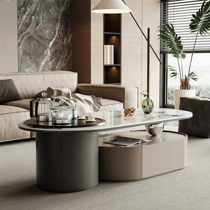 Rock slab kung fu tea table with kettle integrated tea making living room household tea table