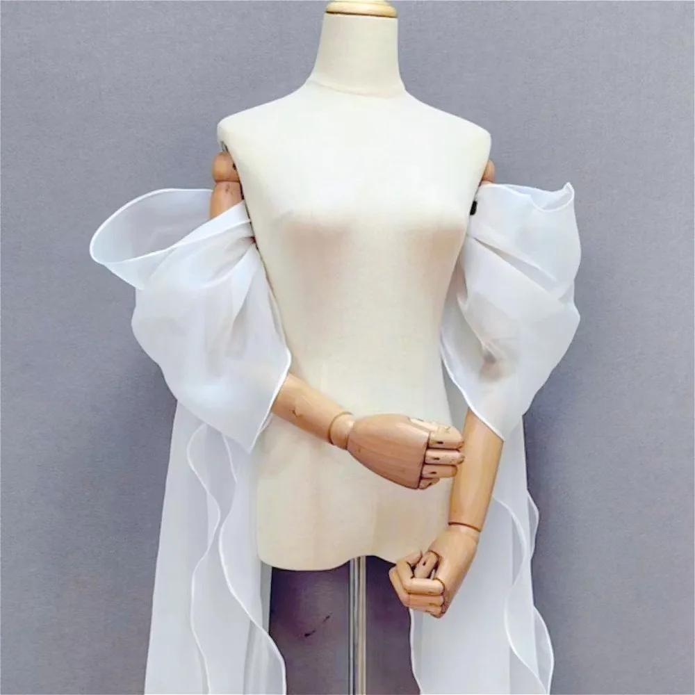 

Organza Detachable Sleeves Shawl for Bridal 드레스 볼레로 Dress Cape Wedding Accessories накидка на плечи