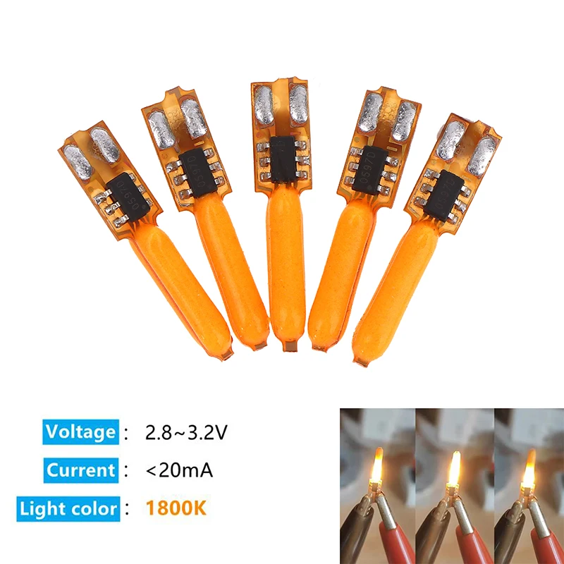 △ 5/10pcs 3V Led Flash Flame Candles Bulb LED Filament 1800K COB Diode Birthday Party Decoration Light Bulb Accessories