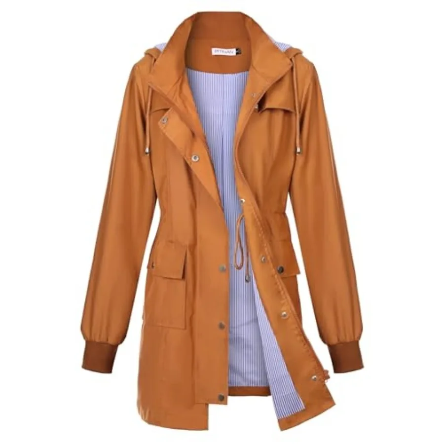 PITINAN Rain Jackets For Women Waterproof Rain Coats with Hood Lightweight Windbreaker Outdoor Womens Raincoats