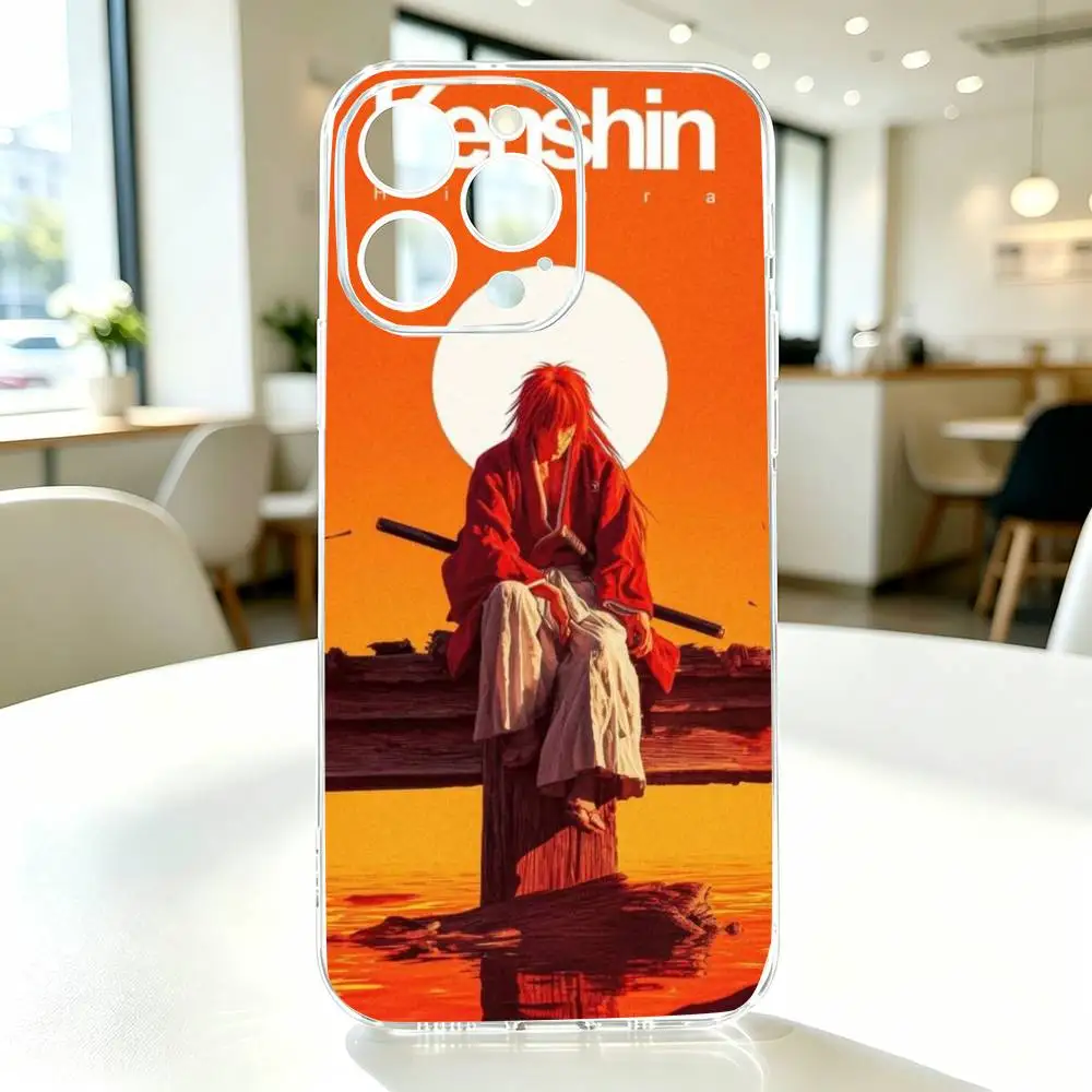 Anime-Kenshin Himura-Kamiya   Phone Case Transparent Silicone Soft For iPhone 17 16 15 14 13 12 11 Mini Pro Max Plus