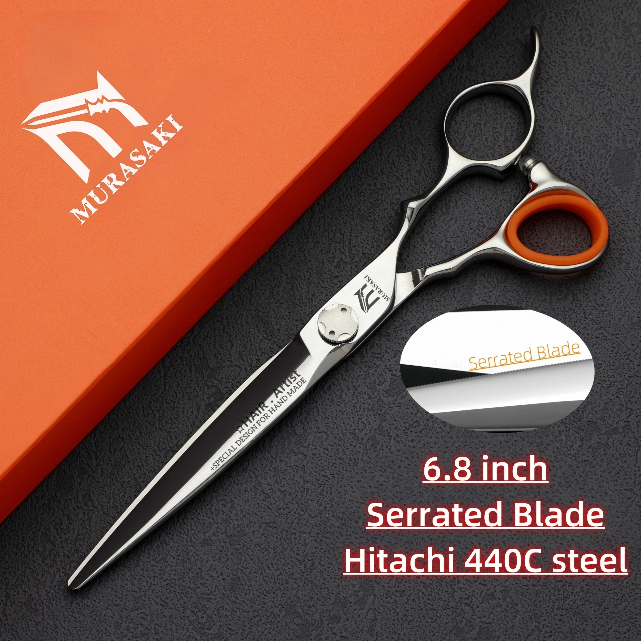 Professional Barber Scissors，6.0-6.5-6.8 Inch Serrated Scissors，Hitachi 440C Steel High Quality Barbershop Hair Cutting Machine