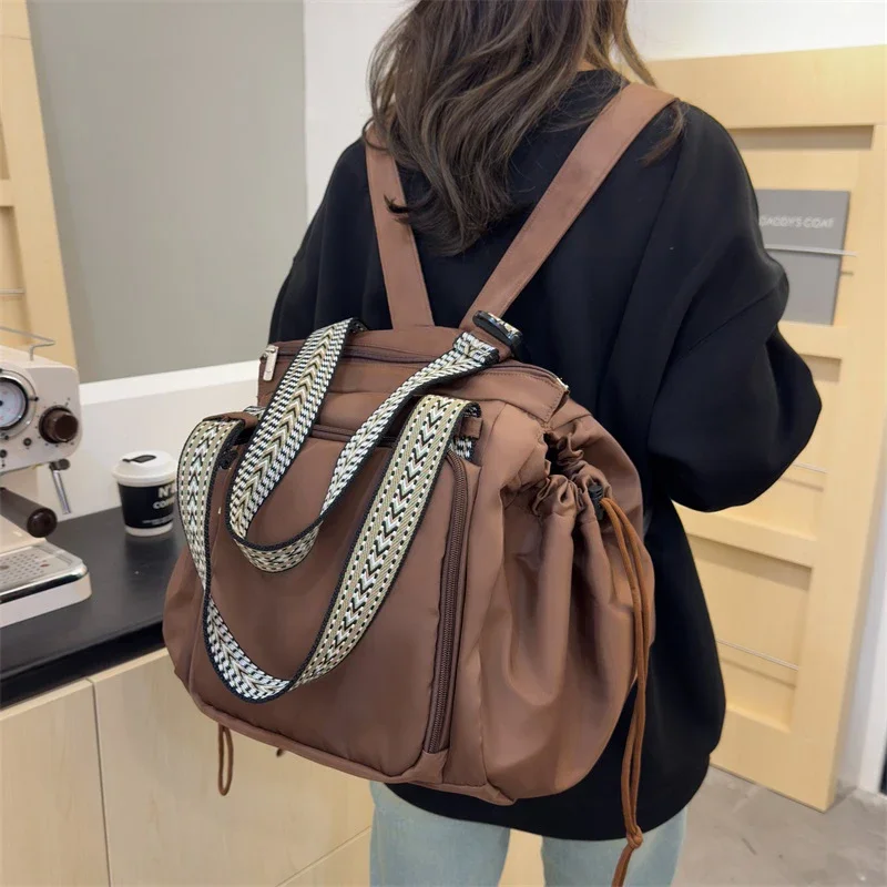 New Travel Versatile Backpack Multi Functional Large Capacity Drawstring Handheld Single Shoulder Women Tote Mommy Shopping Bag