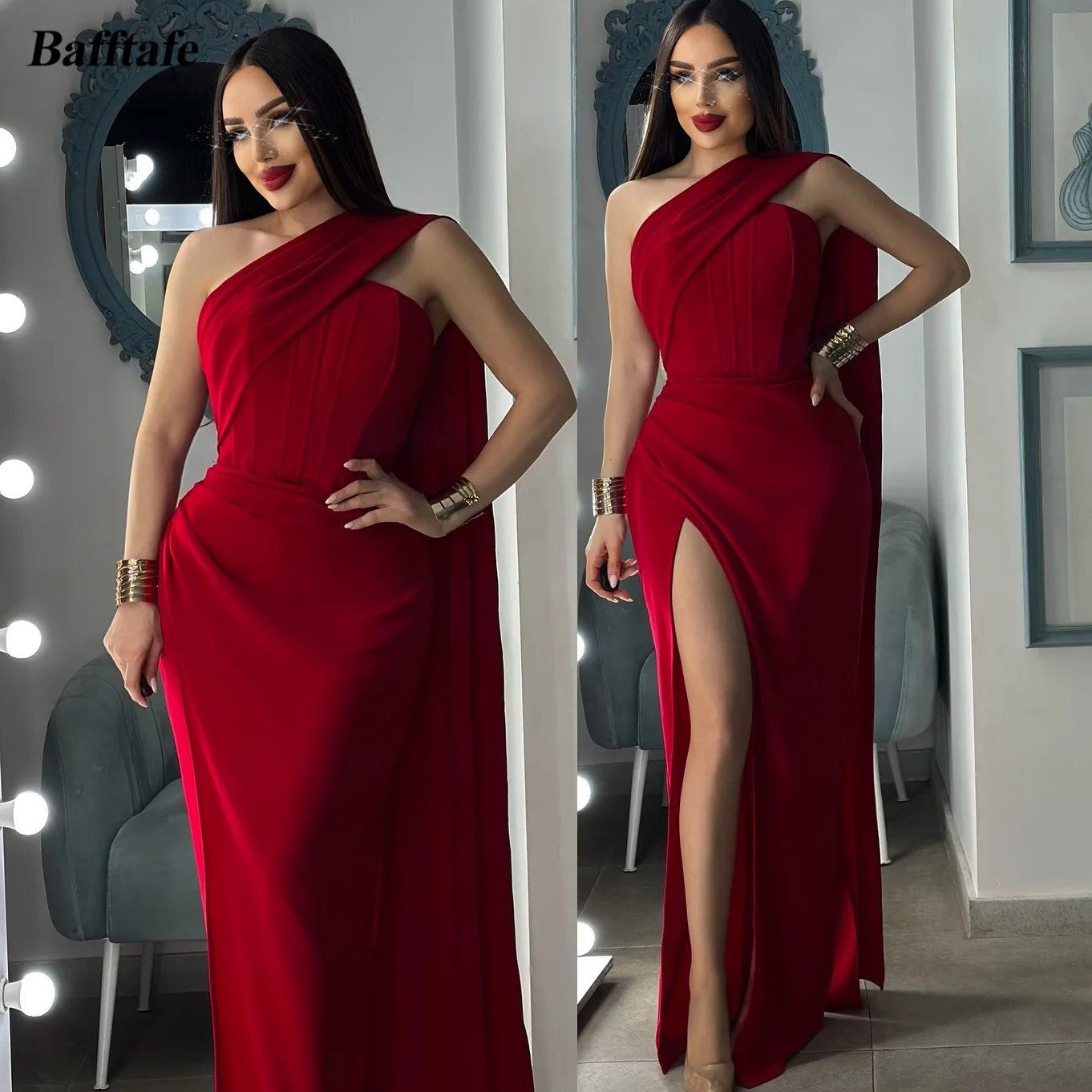 

Bafftafe Mermaid Customized Women's Prom Dresses High Slit Evening Party Gowns Floor Length Long Wedding Engagement Dress 2026