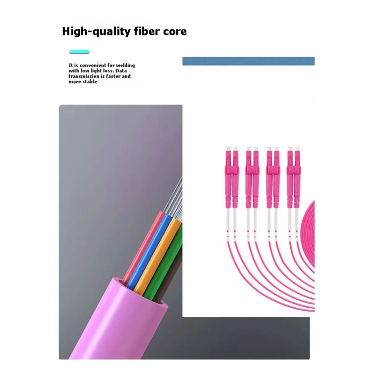 12 Cores MPO-LC Patch Cable OM4 Fiber Patch for Data Center AI Computing 1m