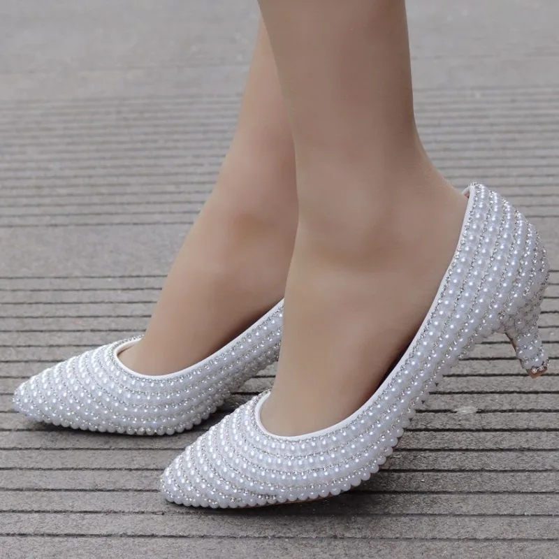 

Туфли-лодочки женские на тонком каблуке 5 см, профессиональные, без застежки, заостренный носок, жемчуг, искусственная кожа, высокий каблук, удобная обувь принцессы, весна