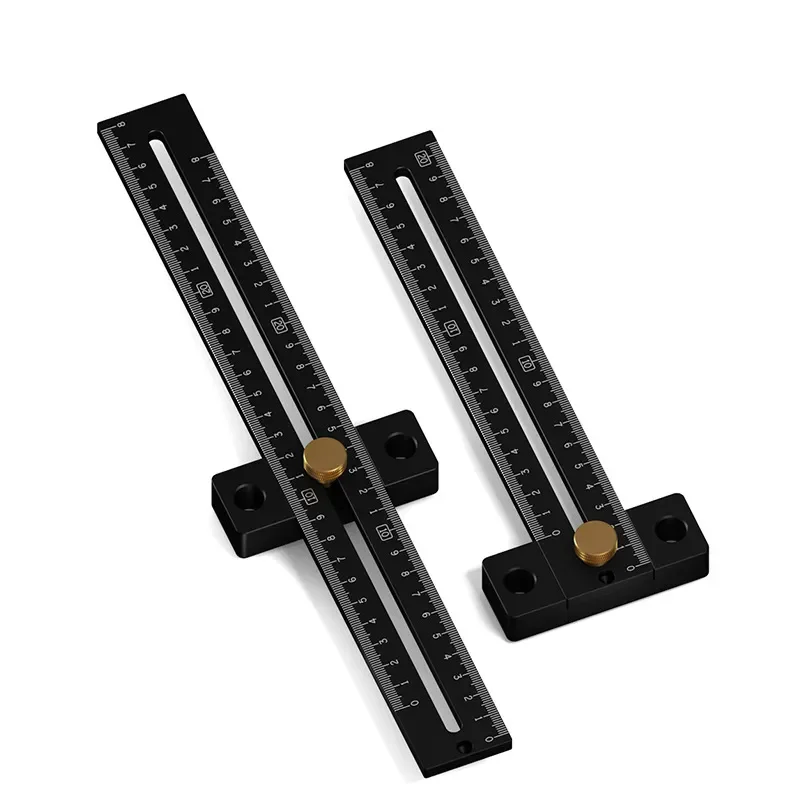 Aluminum Alloy T Ruler Woodworking Limit Ruler Fine Tuning Multifunctional Scriber Marking Gauge Scribing Tool for Carpenter