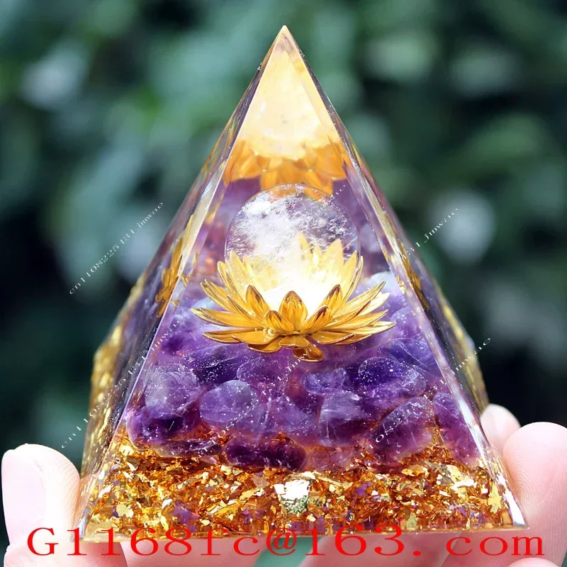 White Crystal Ball, Amethyst, Crushed Stone, Pyramid, Home Resin, Drip Glue, Handicrafts, Office Desktop Ornaments