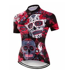 Women's Cycling Jersey Short Sleeve Biking Shirts with Rear Pockets Breathable Quick Dry Bicycle Jersey