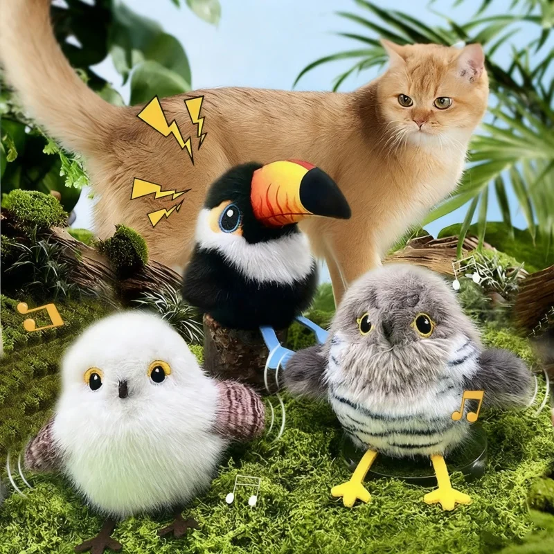 Electric Cat Toy with Induction Movement Gravity Shaking Bird Rechargeable Flapping Cat Toys Motion Activated for Indoor Hunting