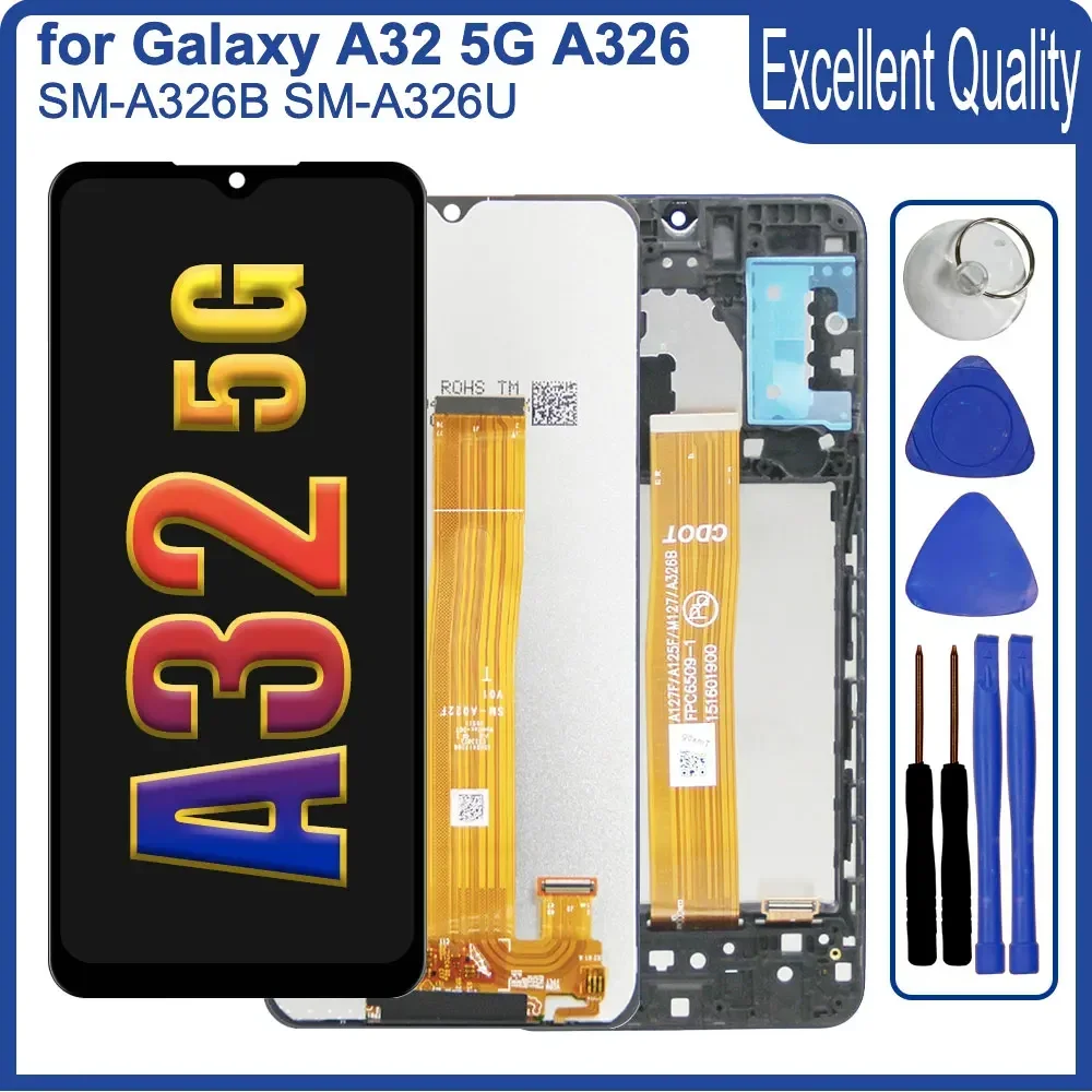 6.5''AMOLED Display for Samsung Galaxy A32 5G A326 LCD Display Touch Screen Replacement for Samsung A32 5G SM-A326B A326F A326U