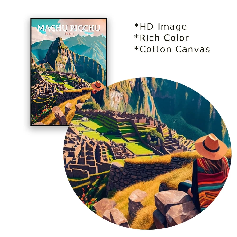 Machu Picchu Travel Poster Modern Peru History Landscape Travel Print Vintage Home Reading Room Decor Office Canvas Painting