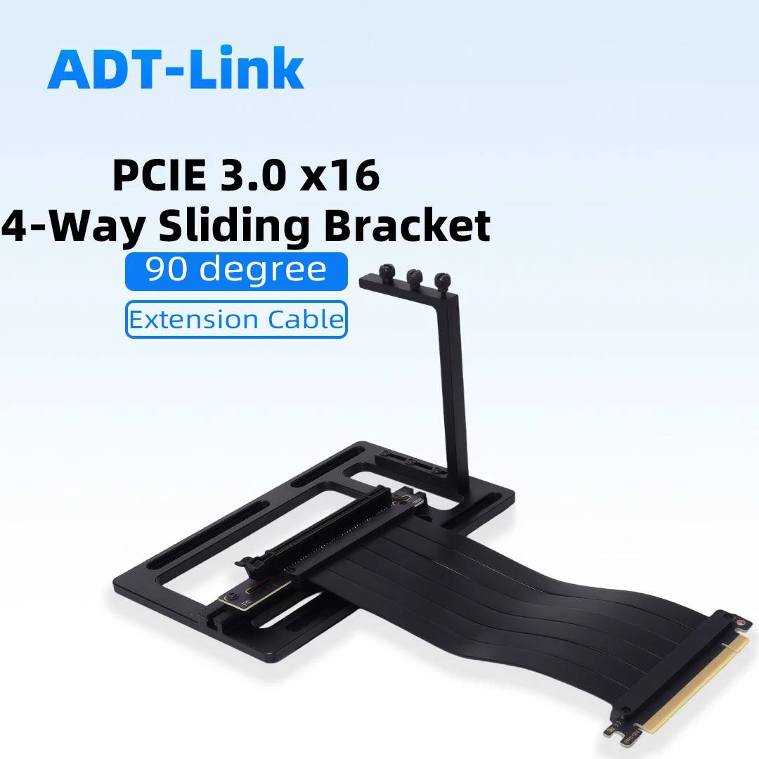 

PCIe 3.0 X16 90 Degree GPU Riser Cable 20cm 4-Way Slide Vertical Graphics Card Mount External Bracket Compatible Dock PC Case