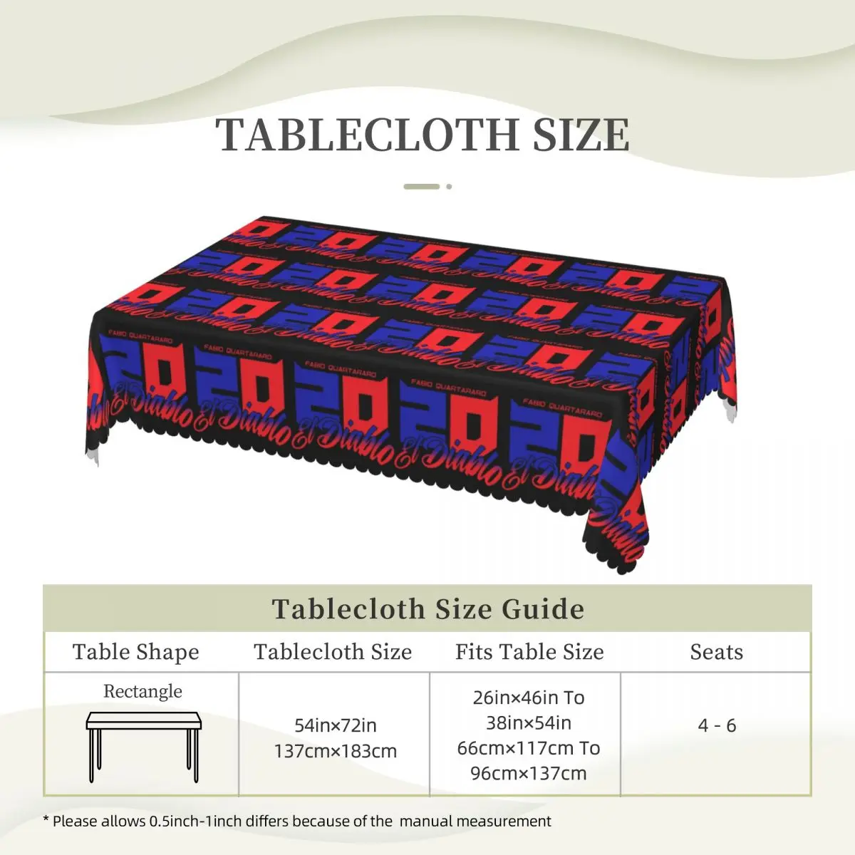Fabio Quartararo El Diablo Number 20 Custom Rectangular Tablecloth Oilproof Table Cover for Dining Events Table Cloth
