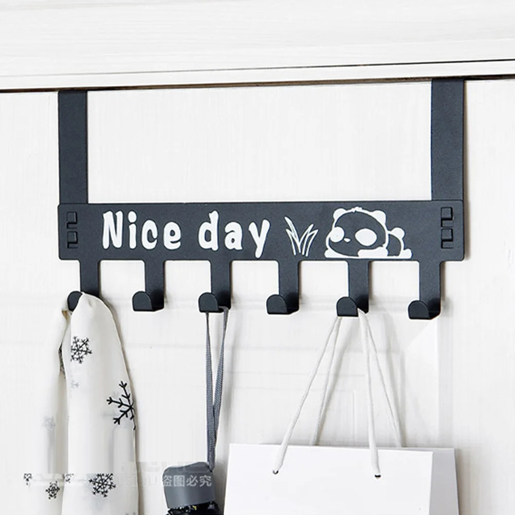 

Over Door Hook Hanger Removable 6 Hooks Solid Metal Storage Rack Black Organizer for Coat Towel Bag Kitchen Kid Room
