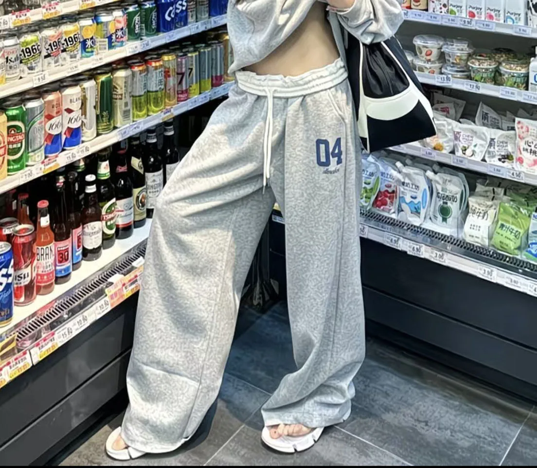 American Fashion Retro Sportswear Pants Are Suitable for Women in Spring and Summer. Mid-Waist Sagging Casual Pants and Loose Pa