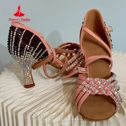 Dance Shoes for Women Rumba Cha Cha Tango Performance Shoes Girl's Senior Full AB Stones Latin Modern Dancing Competition Shoes