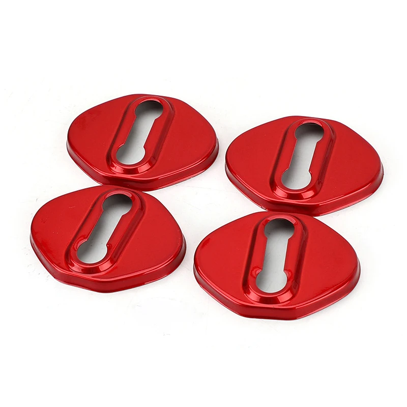 4Pcs Door Lock Protective Buckle Cover Trim Fit for Honda CR-V 2007-2021 2022 2023 Red Carbon Fiber Style 304 Stainless Steel