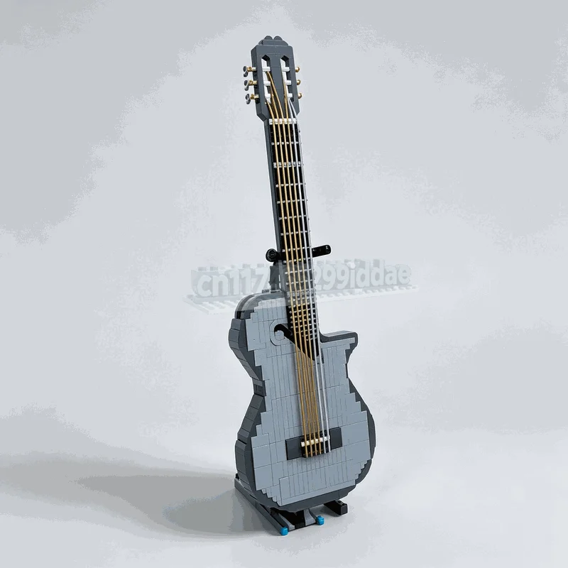 1022PCS Acoustic Swing Guitar MOC Model Custom Puzzle Music Instrument DIY Creative Assembly Building Block Educational Toy Gift