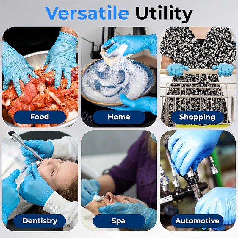 10–100 Stück blaue Nitril-Handschuhe, Einweg-Reinigungshandschuhe für die Küche, Geschirrspülen, wasserdicht, latexfrei, puderfrei, Arbeitshandschuh – Detail 15
