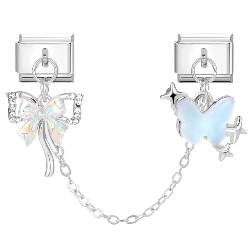 Double Chain Bracelet Charms Fit 9mm Bracelet Stainless Steel Charm Bracelet Link DIY Making Multi-Function Charm Italian Links