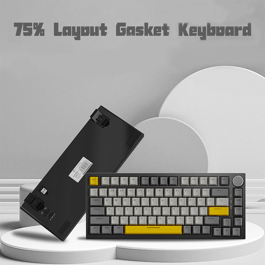 لوحة مفاتيح ميكانيكية Ajazz Ak820 مخصصة سلكية/لاسلكية 3 أوضاع قابلة للتبديل السريع هيكل حشية ناعمة بإضاءة خلفية Rgb تخطيط 75% محمول