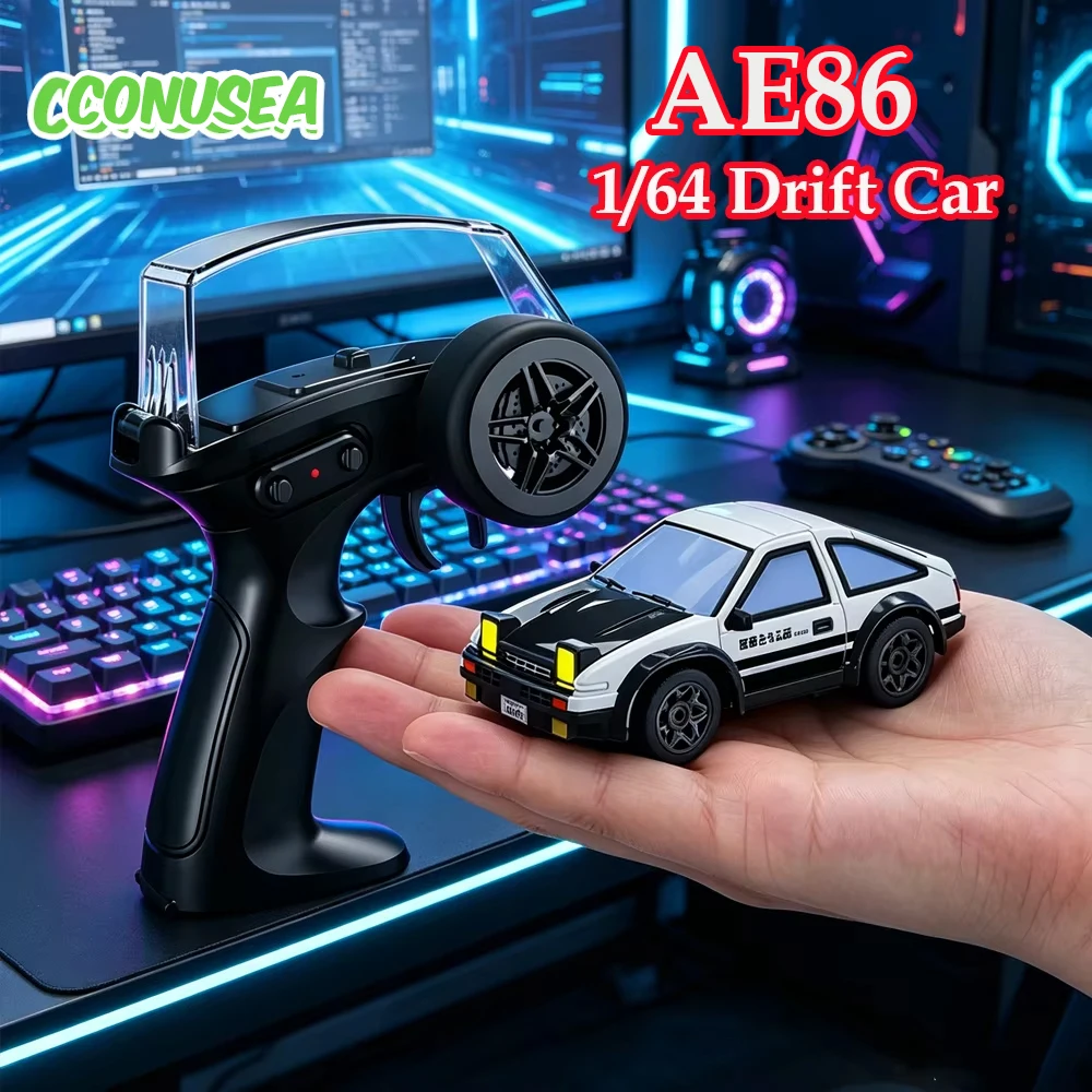 AE86 Rc Racing Car 1/64 Desktop Model Mini Remote Control Cars 2.4G Radio Control Drift Vehicle Electric Toy Boys Children Games