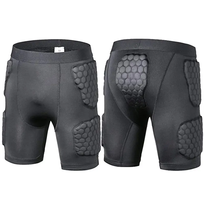 

Mens padded compression shorts Honeycomb Pants Pad basketball Football Soccer Fitness Crash Protective goalkeeper pants man