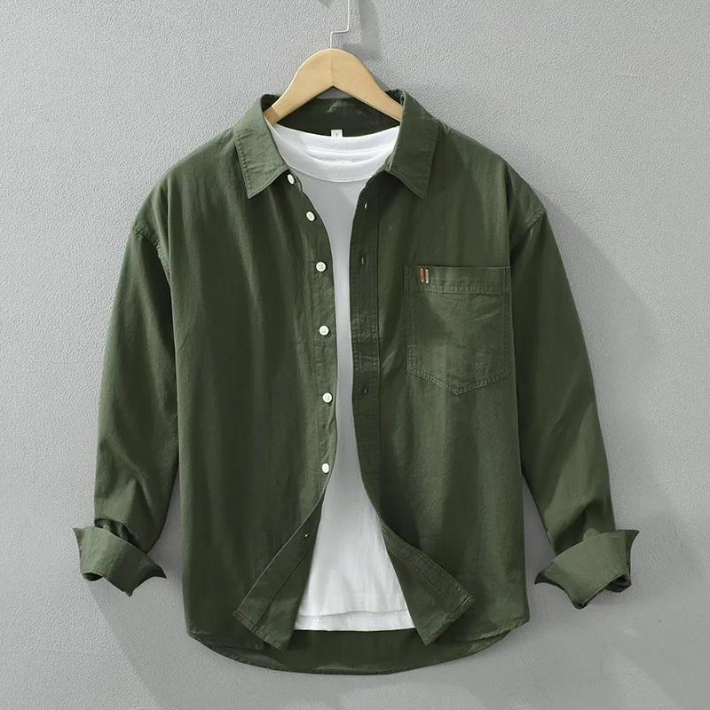 

Мужская рубашка Ele из чистого хлопка с вышивкой, винтажная, свободного кроя, повседневная, весенняя, новая модная, трендовая, на пуговицах, кардиган