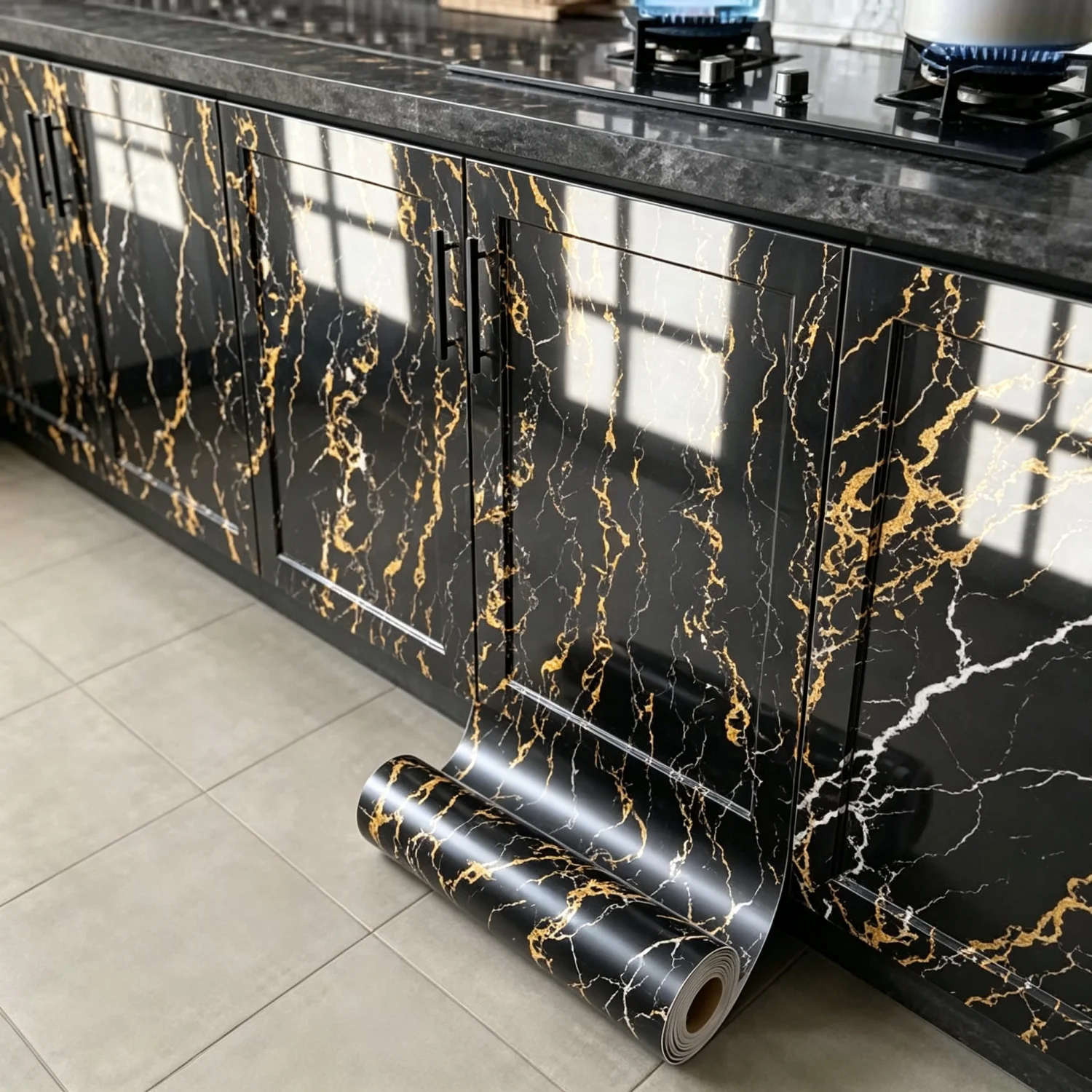 Waterproof Oilproof Self-Adhesive Marble Wallpaper Easy Cut Kitchen Counter Cupboard Backsplash Room Decoration Contact Sticker