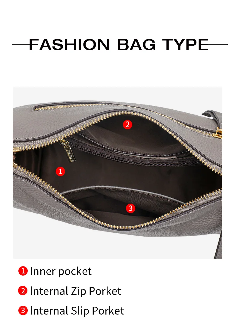 Aidrani Street Trend Damen-Unterarmtasche im lässigen Stil, aus Rindsleder, kann an einer Schulter oder als Umhängetasche getragen werden – Detail 6