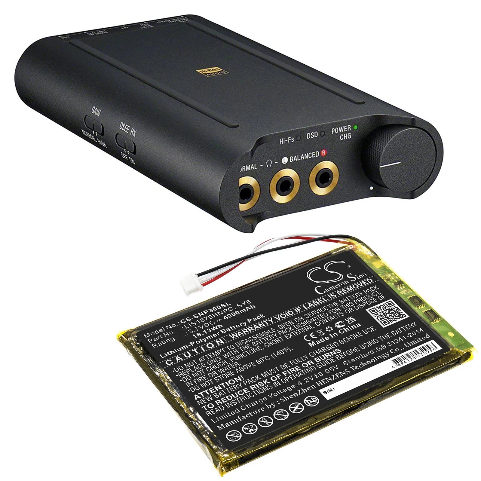 4900mAh Amplifier Battery LIS1570HNPC, SY6 for Sony PHA-3