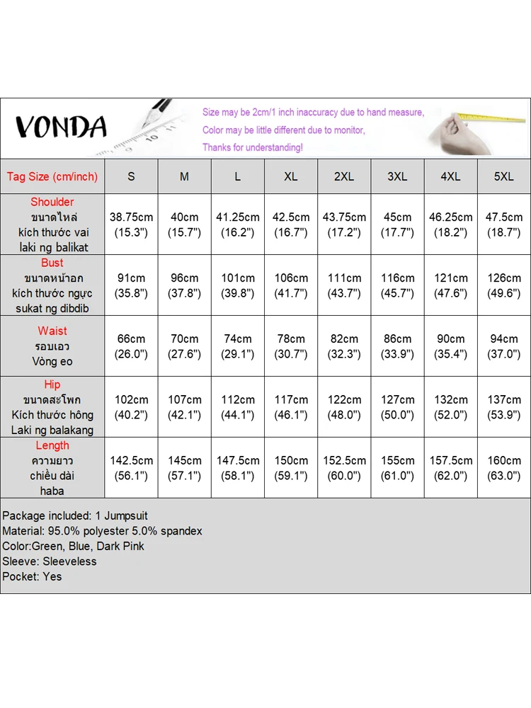 VONDA Tute lunghe bohémien 2025 Cinghie estive da donna Pagliaccetti con stampa floreale Tasche senza maniche sexy Tute corte larghe