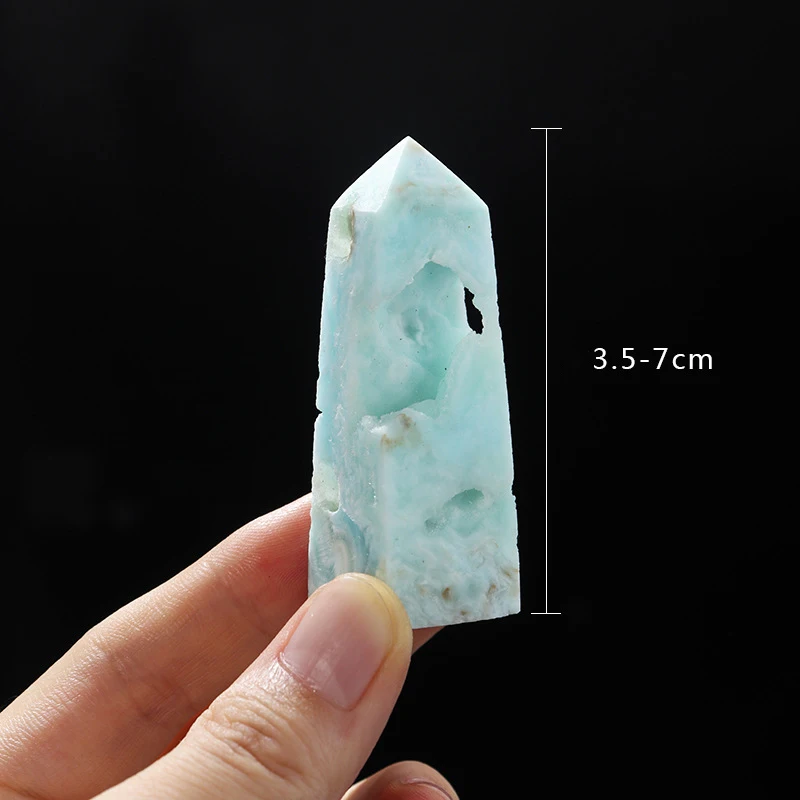 Natural Blue Hemimorphite Magic Point Crystal Wand Polished Carribean Calcite Crystal Column Ornament Healing Quartz Decor Gifts