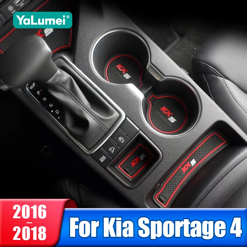 

3D Rubber Car Anti-Slip Gate Slot Cup Mat For Kia Sportage 4 QL 2016 2017 2018 2019 2020 2021 Interior Accessories