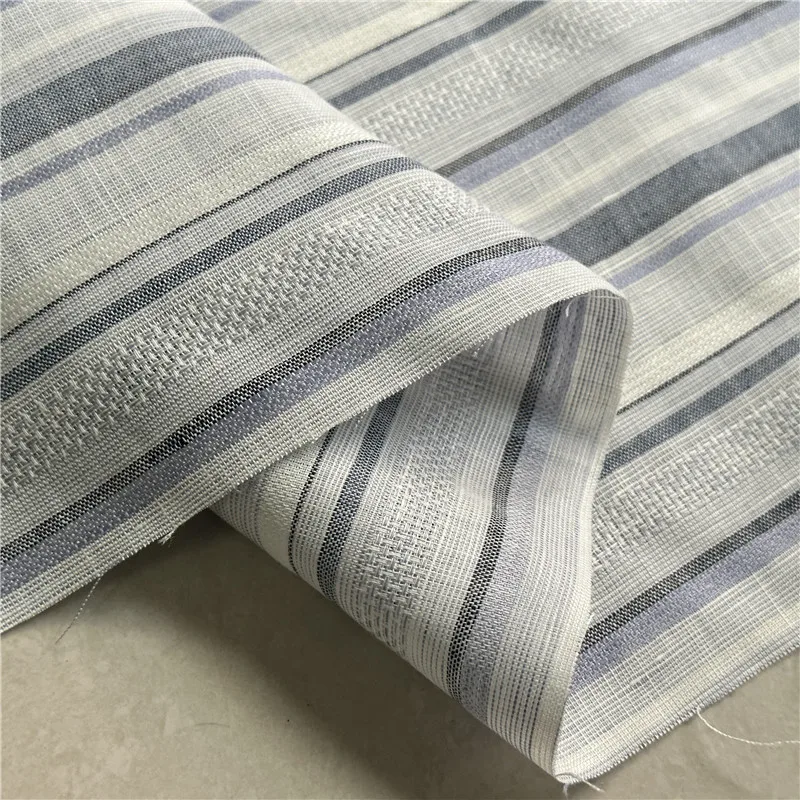 Blue Strip Old Wind Linen Fabric Pure Natural Soft Pants