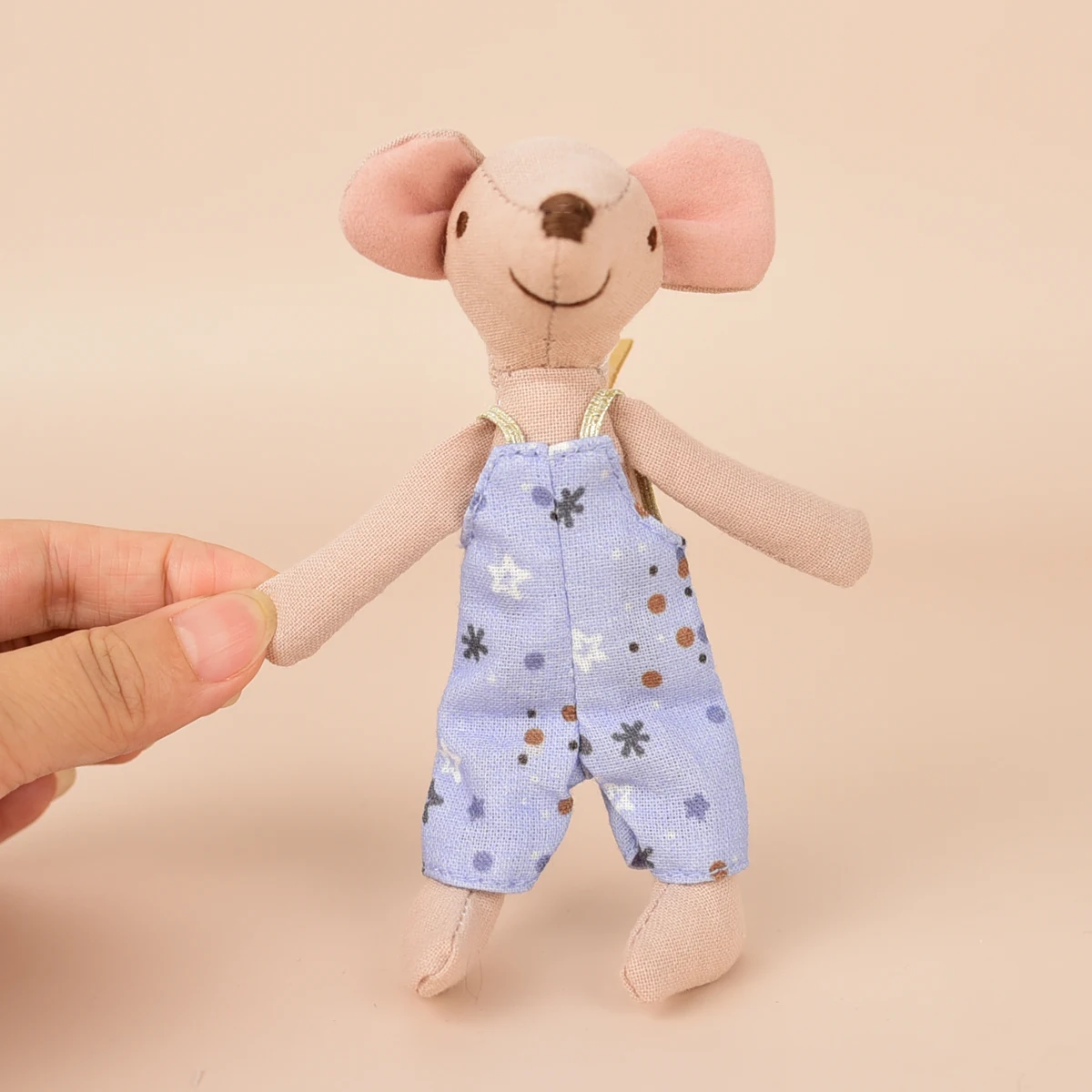 H-13Cm Play House Toy with Changeable Mouse with Blue Overalls and Suspender Skirt Suitable for Bjd Ob11 Maileg Toy House Ornaments Children's Day Gift Birthday Gift