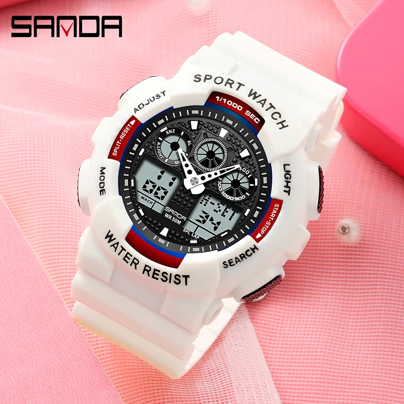 

SANDA Women Watch Sports Casual Style Dual Display Watch 2023 New Fashion Multifunctional Chronograph Clock Luminous Reloj 3017