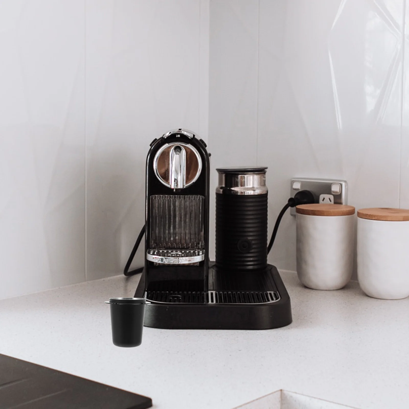 1 قطعة كوب استقبال مدمج خفيف الوزن من الفولاذ المقاوم للصدأ حامل مسحوق حاوية قهوة مقاومة للصدأ لآلة القهوة #4