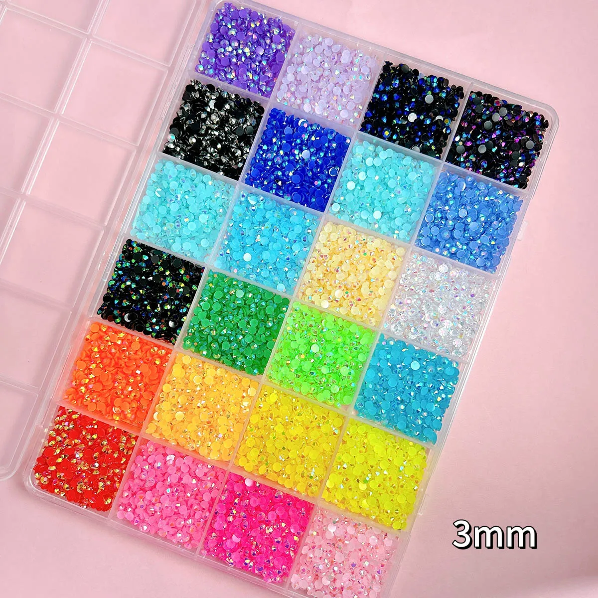 1Box Shiny Minimalist Half Round Resin Rhinestones Nail Art Charms Colorful Mini Flat Bottomed Rhinestones Nail Decorations DIY