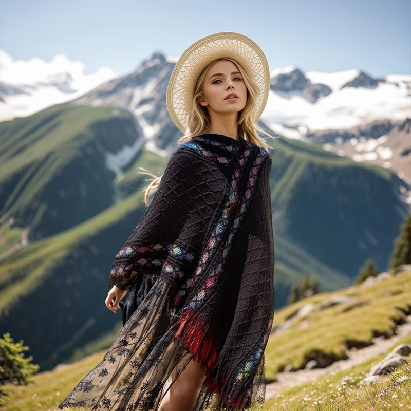 شال كيب وطني برأس متماسك بلون سادة. #2