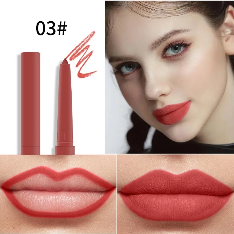 Matita per labbra opaca a 6 colori Matita per labbra antiaderente impermeabile Matita per labbra Marrone nudo Penna per rossetto liscio e duraturo Trucco di bellezza Cosmetico