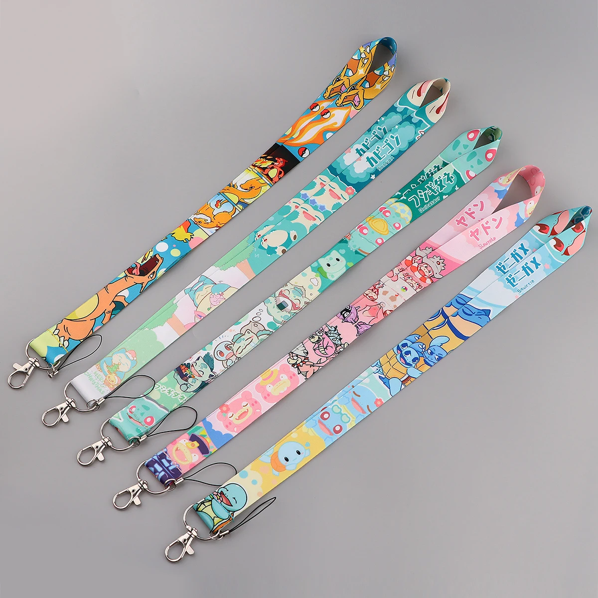 Cartoon Keychain Squirtle Neck Strap Bulbasaur Phone Chain Lanyard Keyrings For ID Card Badge Holder Anime Key Strap Accessories
